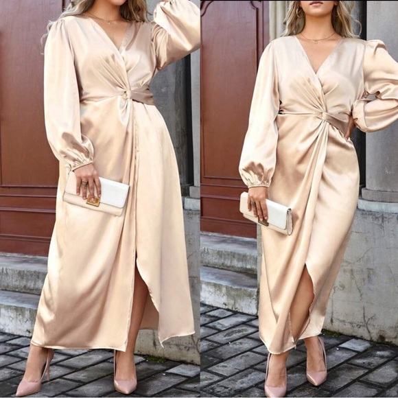 Luxe Satin Twist Party Evening Black Tie Wedding Dress - Picture 7 of 7